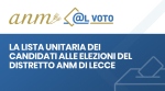 La lista unitaria dei candidati alle elezioni del distretto ANM di Lecce - 